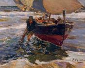 华金索罗利亚巴斯蒂达 - Beaching the Boat study